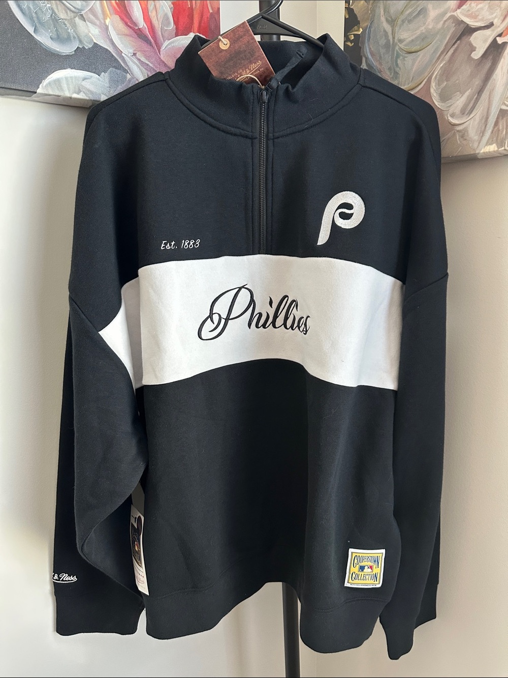 Women's Black Philadelphia Phillies Quarter-Zip Pullover